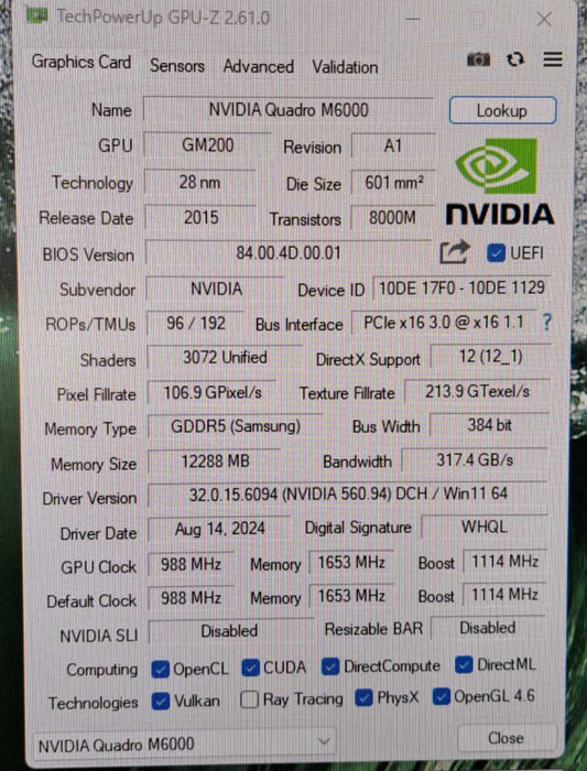 NVIDIA Quadro M6000 | 12GB GDDR5 PCIe Graphics Card | DisplayPort DVI