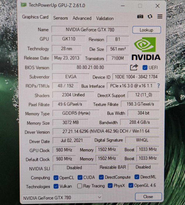 EVGA GeForce GTX 780 FTW | 3GB GDDR5 Graphics Card | DP HDMI 2x DVI