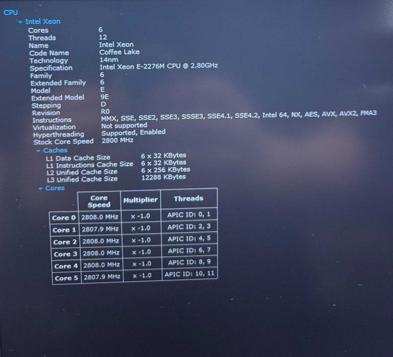 Lenovo ThinkPad P1 4K LCD XEON E-2276M@2.8GHz QUADRO T2000 GPU 32GB 256SSD  Lap200