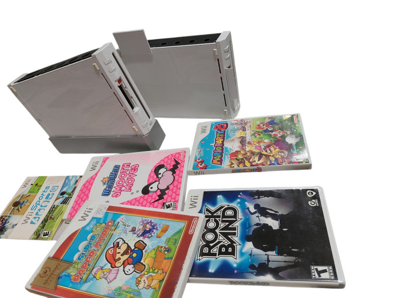 2- Nintendo Wii Bundle, 5 Games , 4 Controllers, 2 Joycons, Cables & Extras =