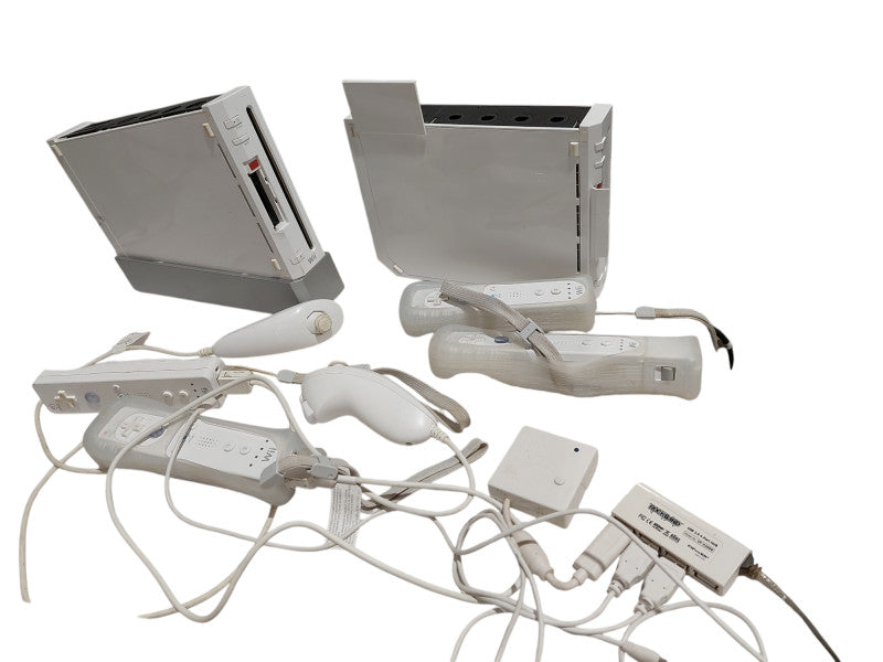 2- Nintendo Wii Bundle, 5 Games , 4 Controllers, 2 Joycons, Cables & Extras =