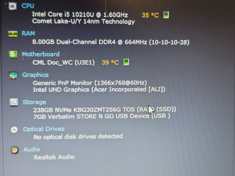 Acer Aspire 5 i5-10210U 8GB DDR4 256GB SSD  β Lap200