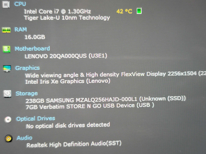Lenovo ThinkPad X1 Titanium Gen 1 i7-1180G7 16GB RAM 256GB SSD  β Lap200