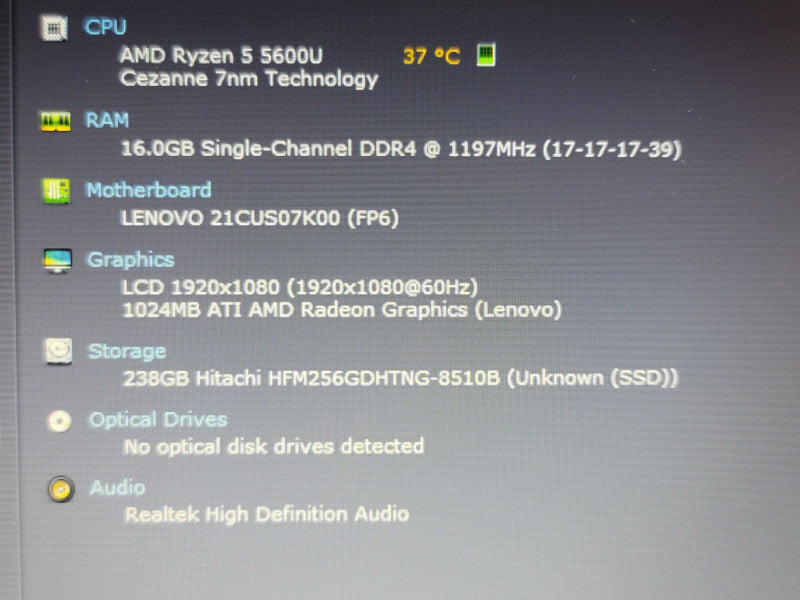Lenovo K14 Ryzen 5 5600U 16GB DDR4 256GB SSD  β Lap200