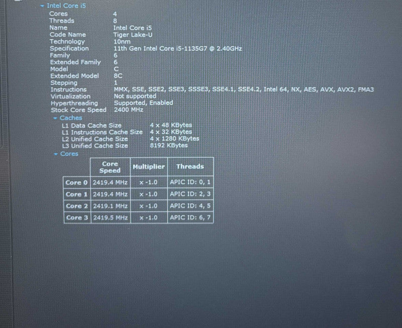 HP EliteBook 850 G8 i5-1135G7@2.4GHz 16GB RAM 256GB SSD  Lap200