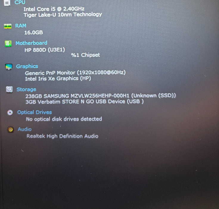 HP EliteBook 840 G8 i5-1135G7 16GB RAM 256GB SSD Q Lap200