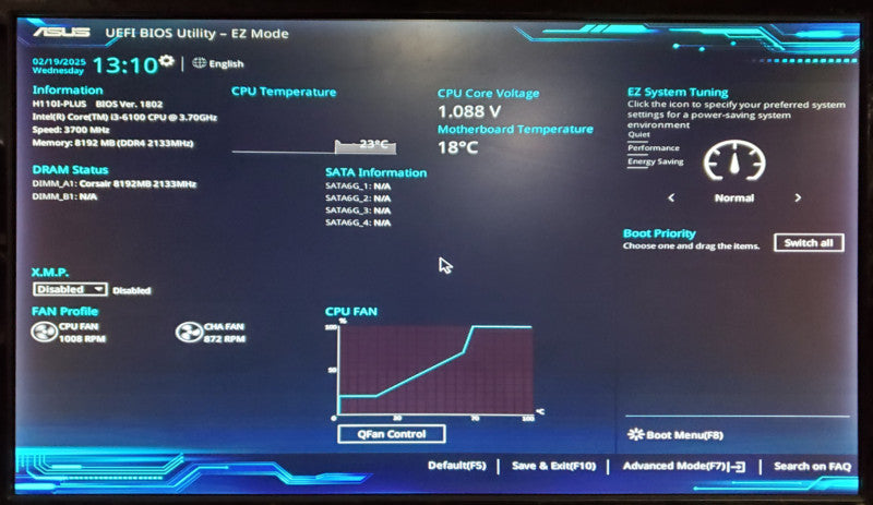 ASUS H110I-PLUS Motherboard Core i3-6500 8GB RAM + I/O Shield