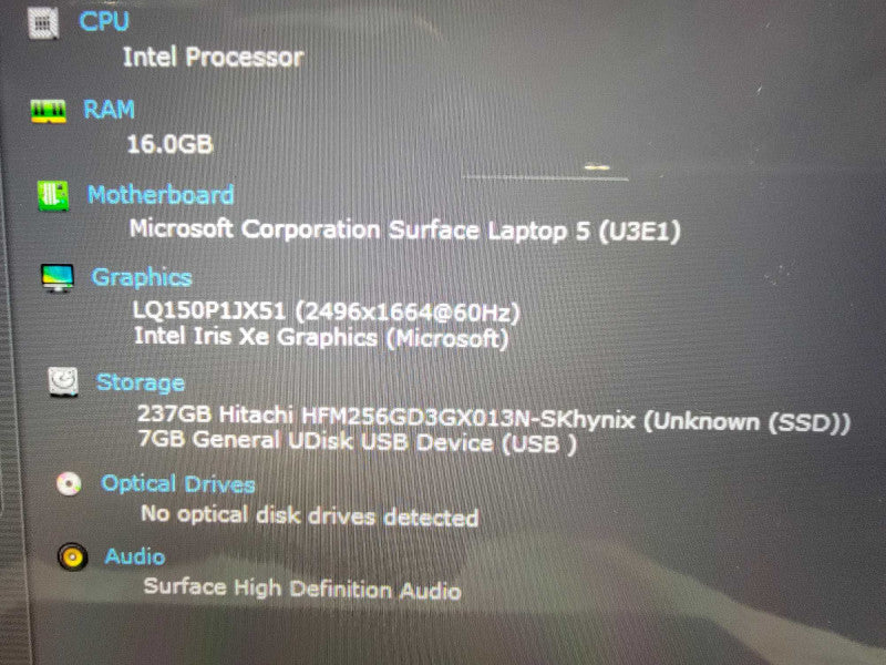 MS Surface Laptop 5 1979 15" | i7-1265U @2.7GHz 16GB DDR5 256GB SSD - READ  Lap200