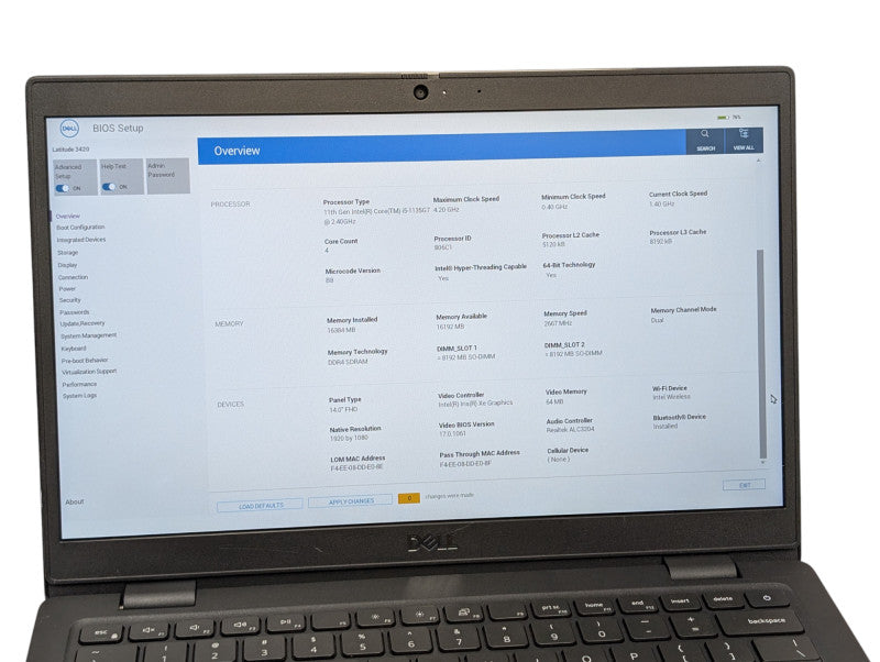 DELL Latitude 3420 Intel Core i5-1135G7 16GB RAM 256GB NVMe  - Lap200