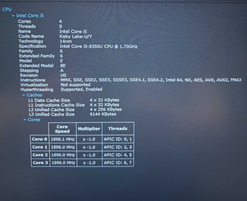 Lenovo ThinkPad X1 Carbon i5-8350U 16GB 256SSD No Power Adapter READ!  Lap200