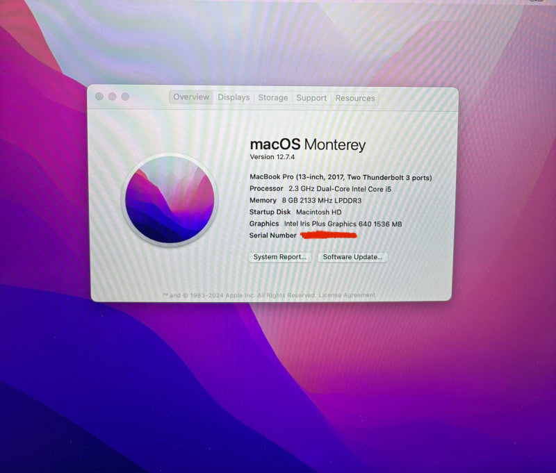 Apple MacBook Pro13 2017 i5-7360U 8GB 256SSD Battery Service Recommended READ