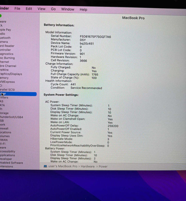 Apple MacBook Pro13 2017 i5-7360U 8GB 256SSD Battery Service Recommended READ