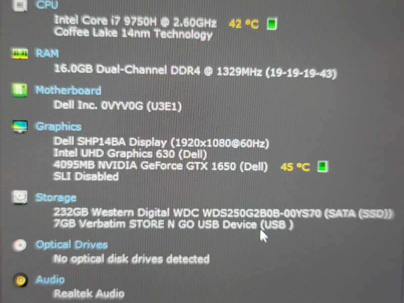 Dell XPS 15 7590 i7 9750H 16GB DDR4 GTX 1650 256GB SSD  β Lap200