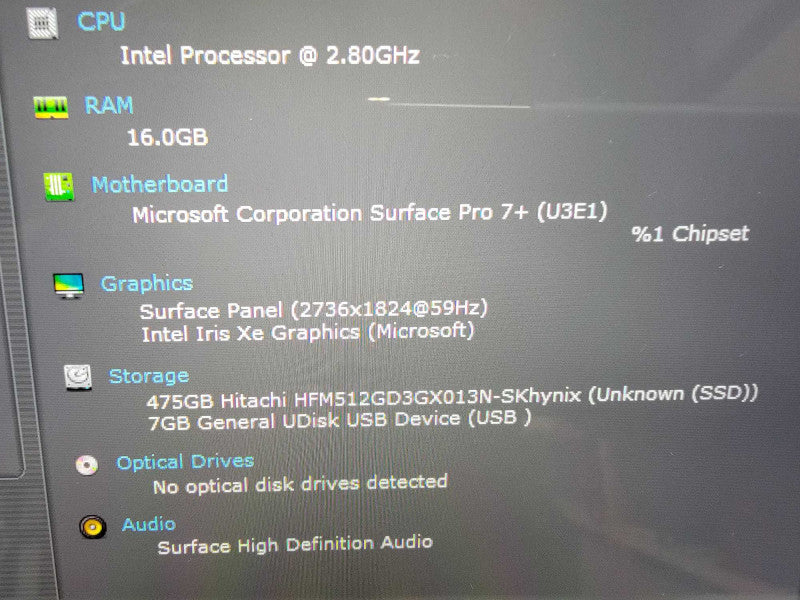 MS Surface Pro 7+ 1960 13" | 4-Core i7-1165G7 @2.8GHz 16GB DDR4 512GB SSD Q