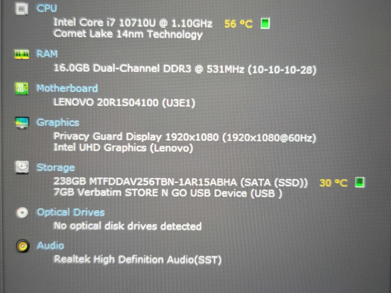 Lenovo X1 Carbon i7-10710U 16GB DDR3 256GB SSD  β Lap200