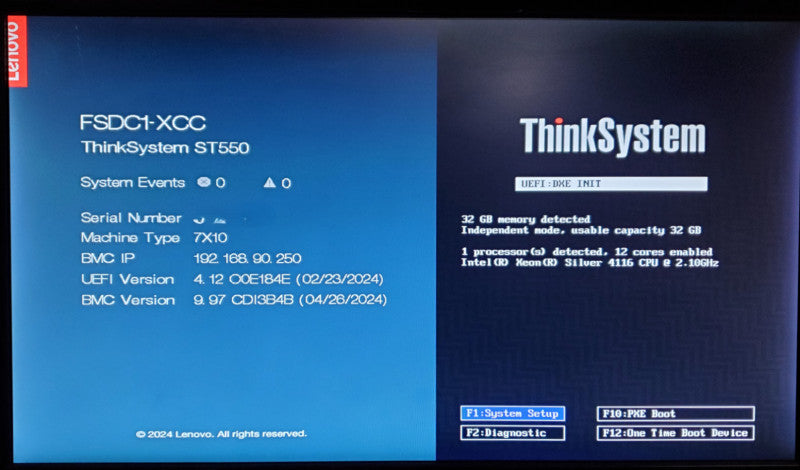 Lenovo ThinkSystem ST550 1x Xeon Silver 4116 32GB RAM 930-8i 2G - No HDD