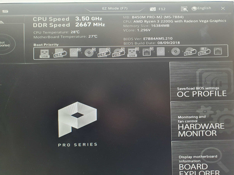 Custom PC B450M PRO-M2 MAX Ryzen 3 2200G 3.5GHz 16GB RAM - No HDD