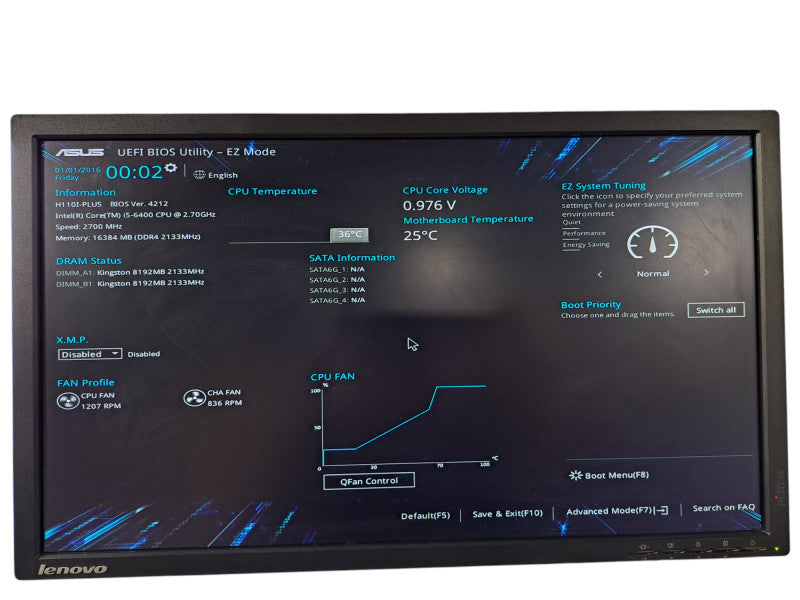 Cooler Master Cube w/ Asus H110I-PLUS, i5-6400 @2.70GHz, 16GB DDR4, No HDD