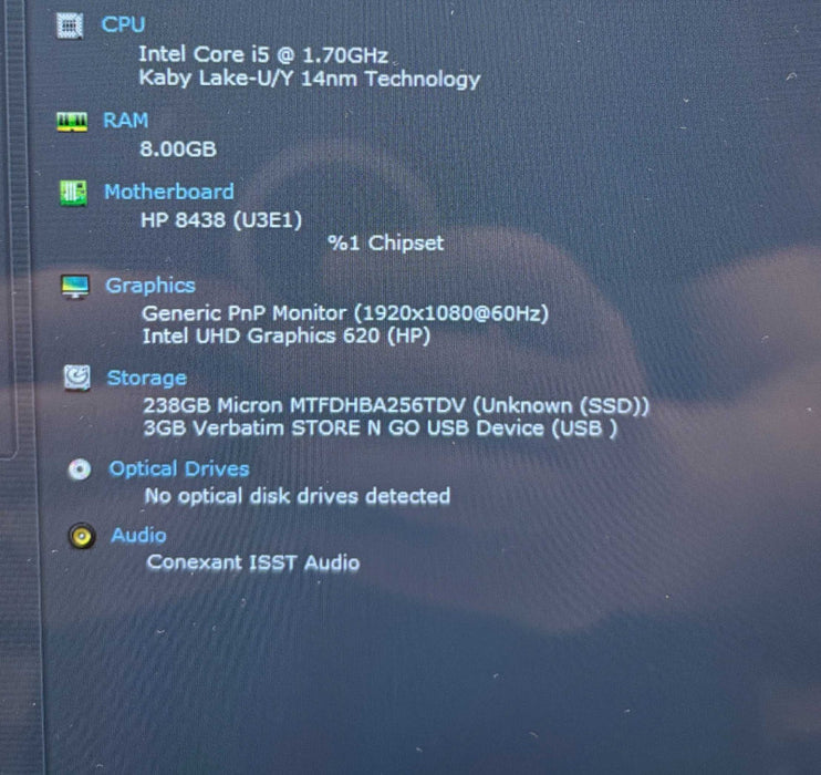 HP EliteBook x360 1030 G3 TOUCH i5-8350U@1.7GHz 8GB RAM 256GB SSD  Lap200