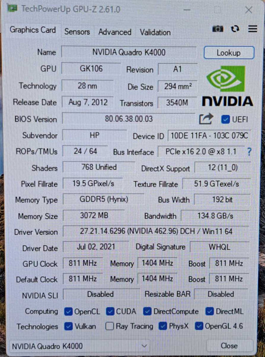 NVIDIA Quadro K4000 3GB GDDR5 Graphics Card | 2x DP 1x DVI Q