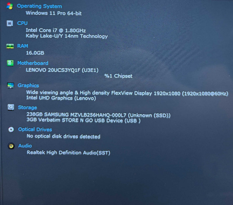 Lenovo X1 Yoga Gen 5 TOUCH i7-10610U@1.8GHz 16GB DDR4 RAM 256GB SSD  Lap200