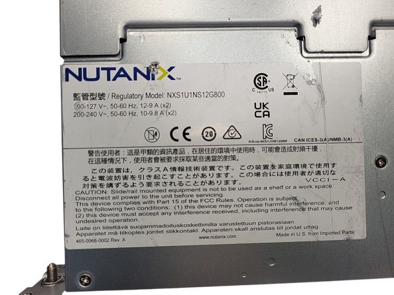Nutanix NXS1U1NS12G800 2x Silver 4310 @ 2.1GHz 32GB RAM SAS3816 RAID No HDD $