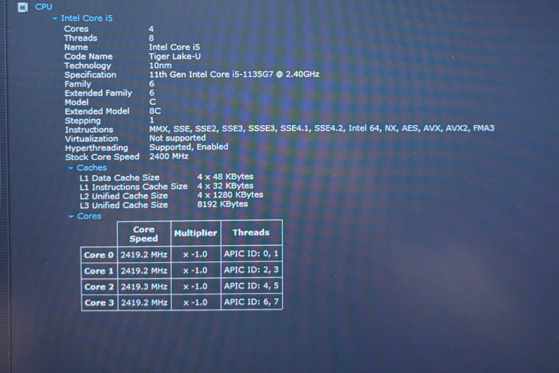 Lenovo ThinkPad X1 Carbon Gen 9 i5-1135G7@2.4GHz 8GB DDR4 RAM 256GB SSD  Lap200