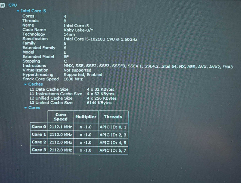 Lenovo ThinkPad X1 Carbon Gen 8 TOUCH i5-10210U@1.6GHz 8GB RAM 256GB SSD  Lap200
