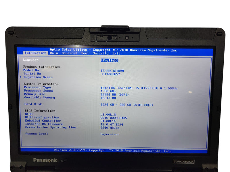 Panasonic Toughbook FZ-55 | i5-8365U, 16GB DDR4, 1TB + 256GB NVMe, 5240HR ! Lap200