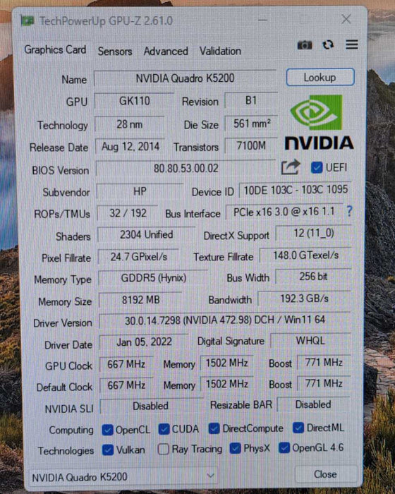 NVIDIA Quadro K5200 | 8GB GDDR5 Graphics Card | 2x DP, 2x DVI Q