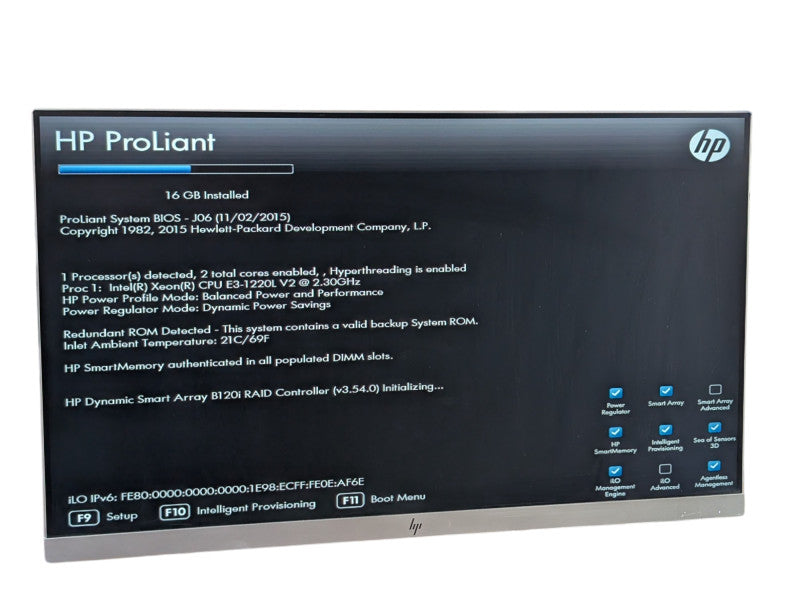 HP ProLiant MicroServer Gen8 Intel Xeon E3-1220L v2 16GB RAM B120i RAID  -