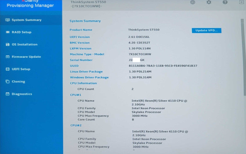 Lenovo ThinkSystem ST550 2x Xeon Silver 4110 32GB DDR4, 930-8i 12Gb RAID _