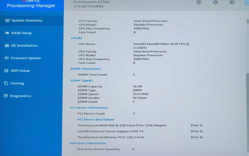 Lenovo ThinkSystem ST550 2x Xeon Silver 4110 32GB DDR4, 930-8i 12Gb RAID _