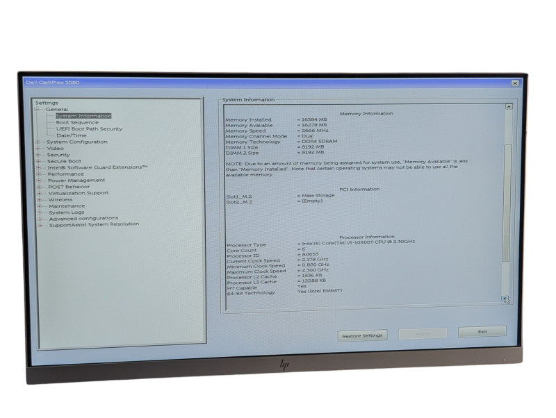 DELL OptiPlex 3080 micro USSF Intel Core i5-10500T 16GB RAM 256GB NVMe  -