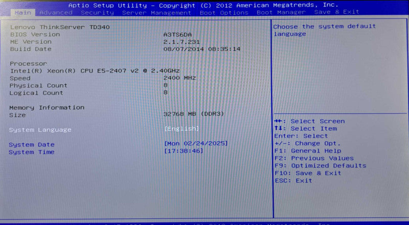 Lenovo TD340 Tower 4x 3.5" | 2x Xeon E5-2407 v2 @2.40GHz, 32GB Ram, No HDD
