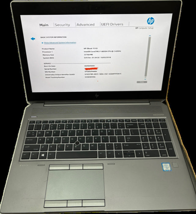 HP Zbook 15 G5 i7-8850H No Battery For Parts/Repair READ! Q Lap200