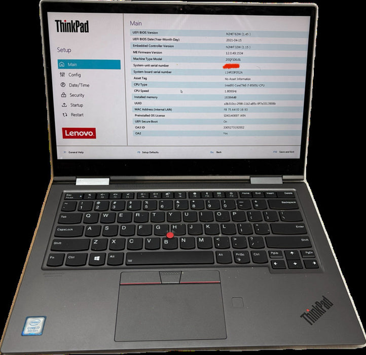 Lenovo ThinkPad X1 Yoga TOUCH i7-8565U Faulty Battery For Parts/Repair READ Q Lap200