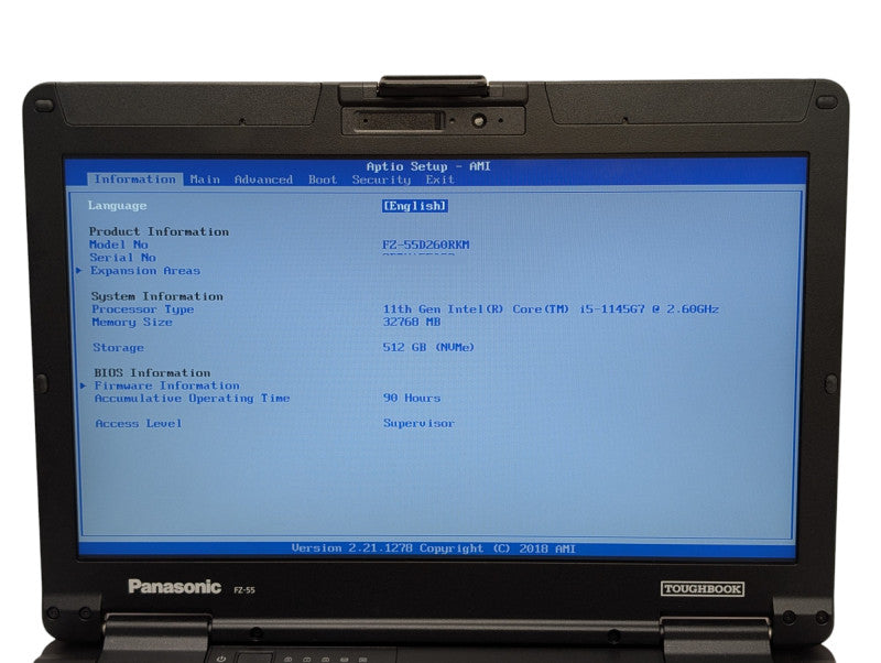 Panasonic Toughbook FZ-55 mk2 Intel Core i5-1145G7 32GB RAM 512GB NVMe 90 H - Lap200