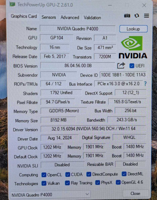 NVIDIA Quadro P4000 | 8GB GDDR5 PCIe Professional Graphics Card | 4x DP