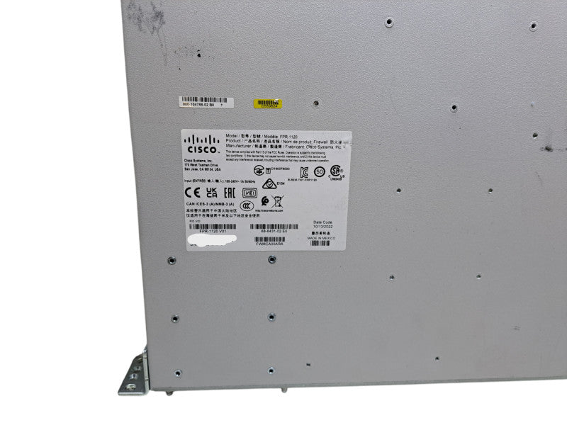 Cisco FPR-1120 FirePower 1120 Firewall Security Appliance W/ FPR1K-SSD200