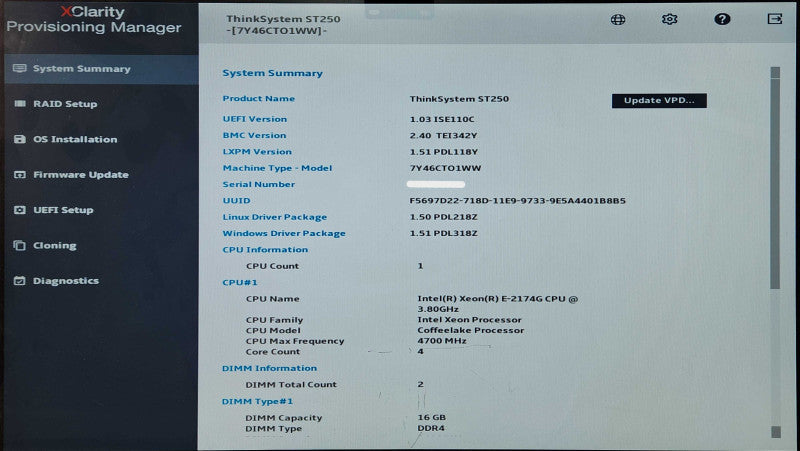 Lenovo ThinkSystem ST250 8x2.5", Xeon E-2174G, 32GB DDR4, RAID 530-8i