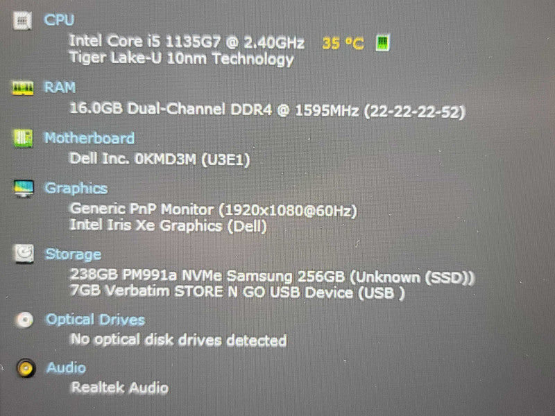 Dell Latitude 3420| i5-1135G7| 16GB DDR4| 256GB SSD READ β Lap200