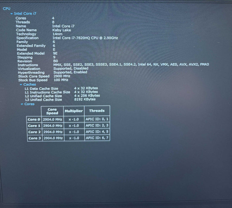 Dell Precision 3520 i7-7820HQ@2.9GHz QUADRO M620 2GB GPU 16GB 256SSD READ  Lap200