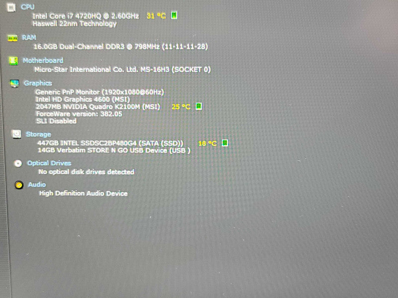 MSI Workstation WS60 2OJ| i7-4720HQ| 16GB DDR3| Quadro K1200| 512GB SSD REA β BudLap