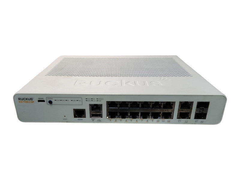 Ruckus ICX 7150-C12P 12-Ports Rack Compact PoE Switch, READ