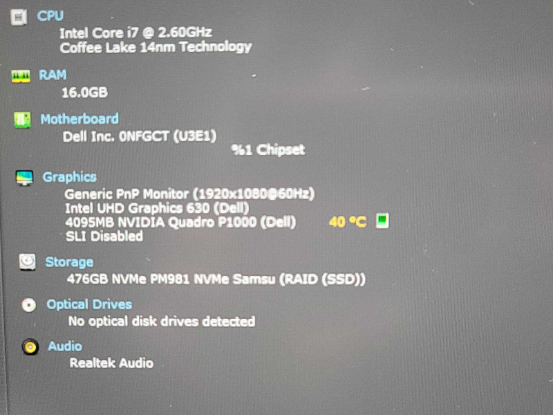 Dell Precision 5530| i7-8850H| 16GB DDR4| Quadro P1000| 512GB SSD READ β Lap200