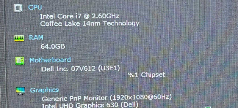 Dell Precision 7740 i7-9750H@2.6GHz RTX 4000 8GB GPU 64GB RAM 256GB SSD  Lap200