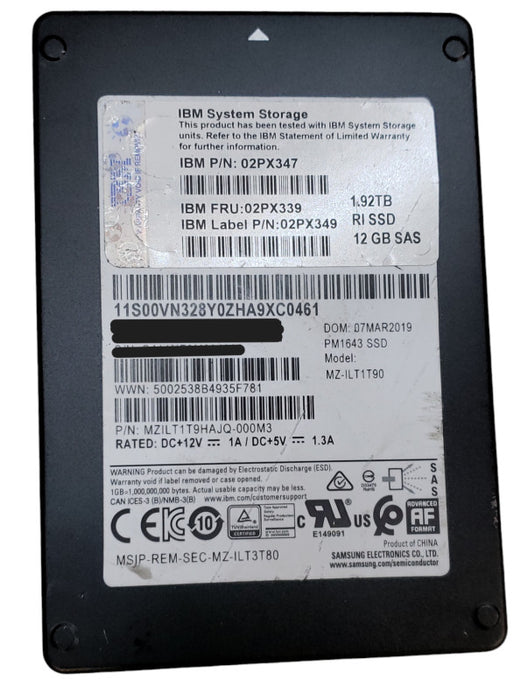 1.92TB SAS 2.5" IBM System Storage /Seagate 12Gb/s RI SSD - 02PX347/02PX349 Q+