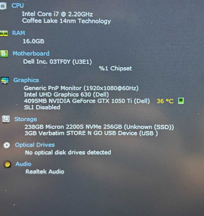 Dell G3 3759 i7-8750H@2.2GHz GeForce GTX 1050 Ti 4GB GPU 16GB RAM 256GB SSD  Lap200