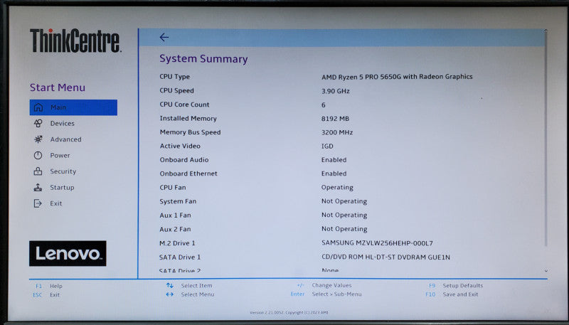 Lenovo ThinkCentre M75s Gen 2, Ryzen 5 PRO 5650G, 8GB RAM - 256GB NVMe